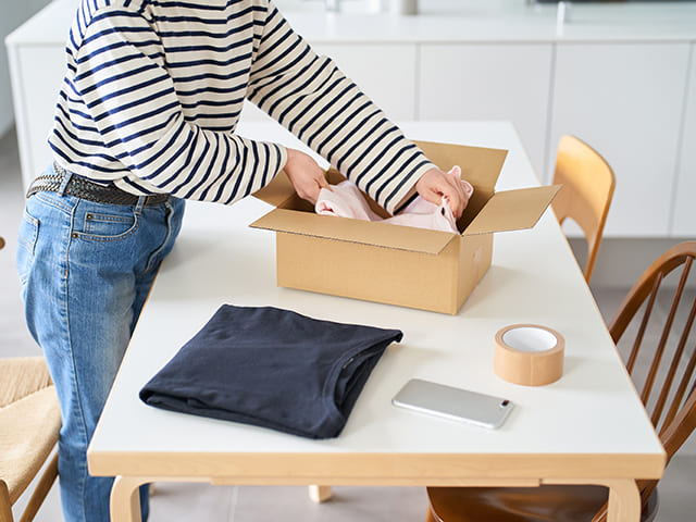 不用品の梱包の様子