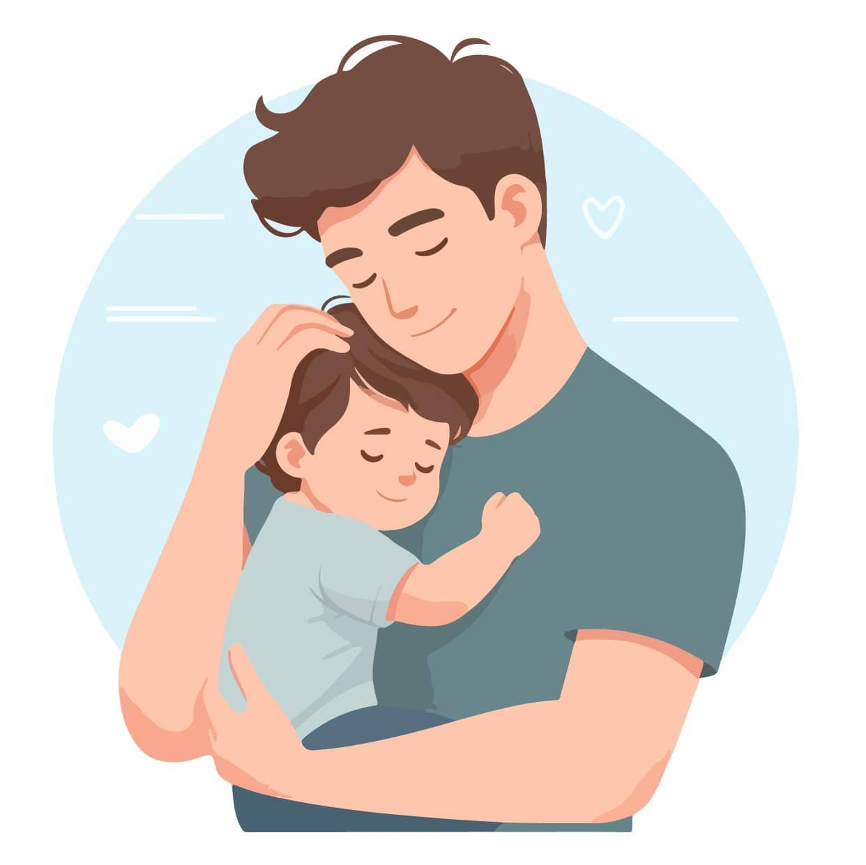 子どもを抱く父親のイラスト