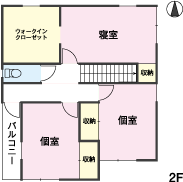 コミュニケーションとプライベートのバランスが大事／間取り図2F