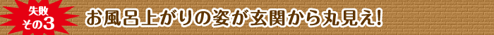 失敗その3 お風呂上がりの姿が玄関から丸見え！