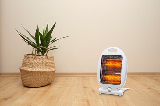 脱衣所にヒーターを置くイメージ