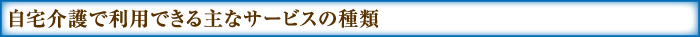 自宅介護で利用できる主なサービスの種類