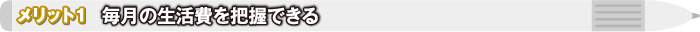 メリット1 毎月の生活費を把握できる