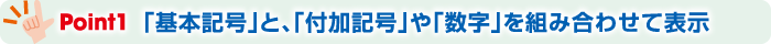 Point1 「基本記号」と、「付加記号」や「数字」を組み合わせて表示