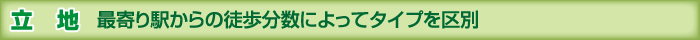 立地 最寄り駅からの徒歩分数によってタイプを区別
