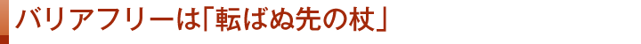 バリアフリーは「転ばぬ先の杖」