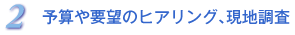 2．予算や要望のヒアリング、現地調査