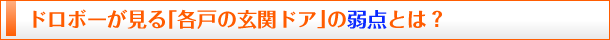 ドロボーが見る「各戸の玄関ドア」の弱点とは？