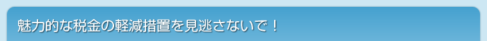 魅力的な税金の軽減措置を見逃さないで！