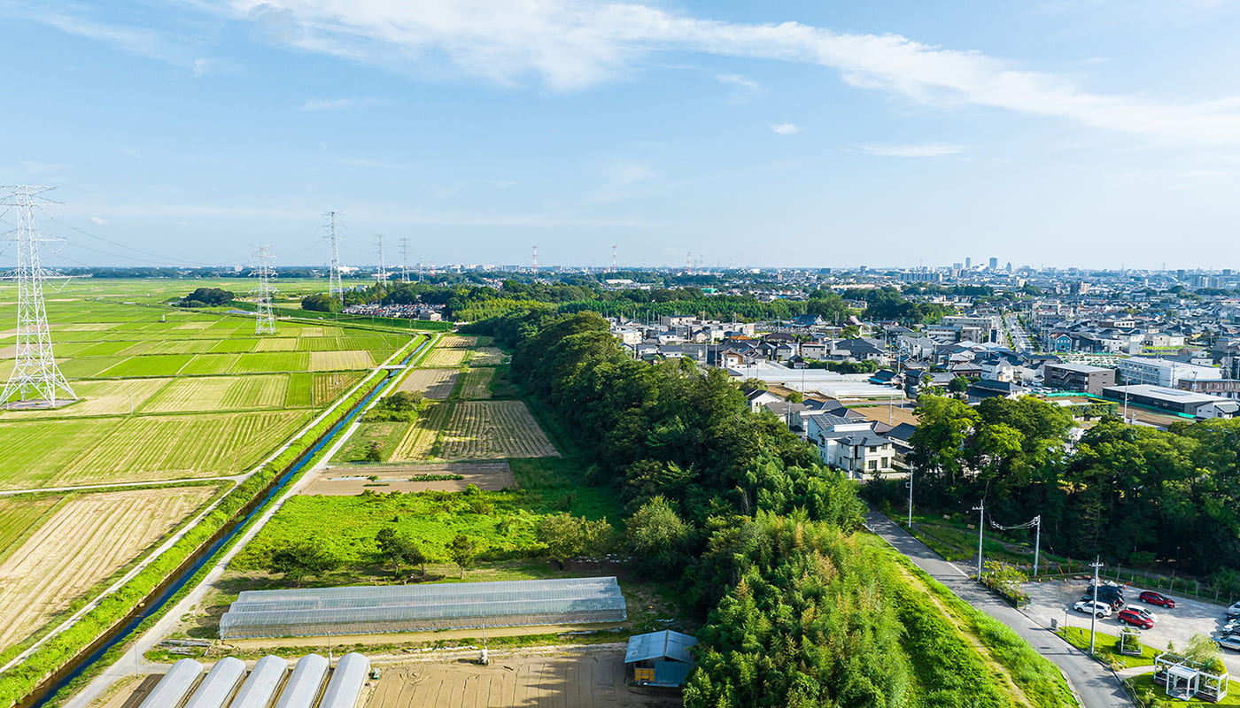 農地と住宅街のパノラマ
