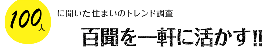 100人に聞いた住まいのトレンド調査「百聞を一軒に活かす！！」