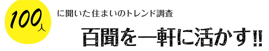 100人に聞いた住まいのトレンド調査「百聞を一軒に活かす!!」